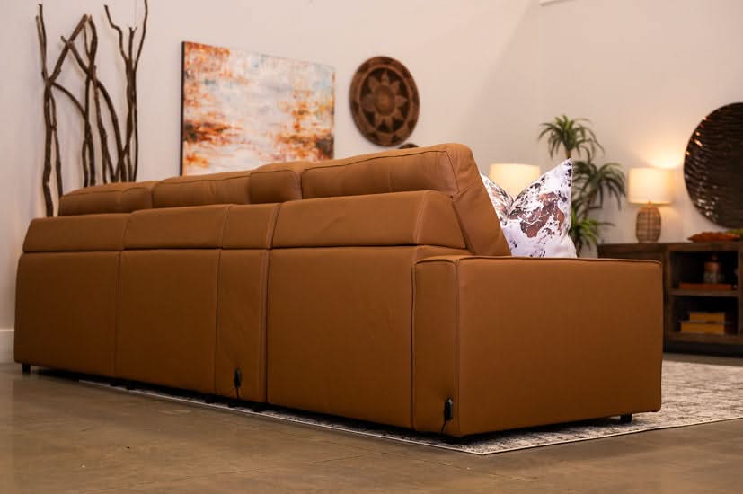 Iona Saddle Leather 6 PC Modular Slider Sectional