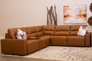 Iona Saddle Leather 6 PC Modular Slider Sectional