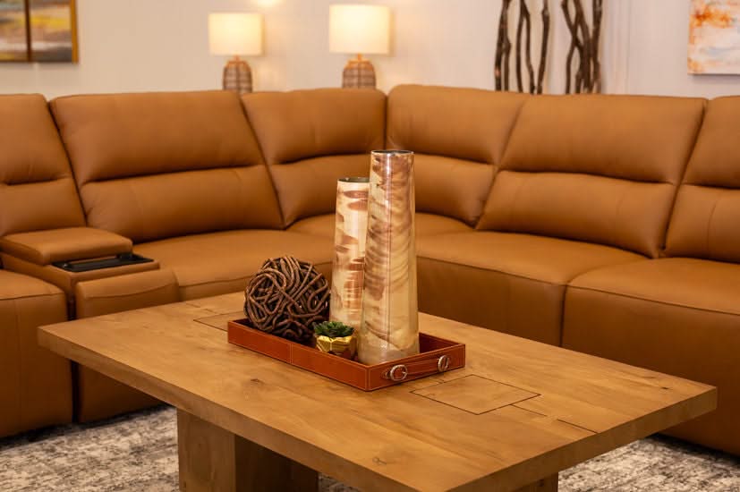 Iona Saddle Leather 6 PC Modular Slider Sectional