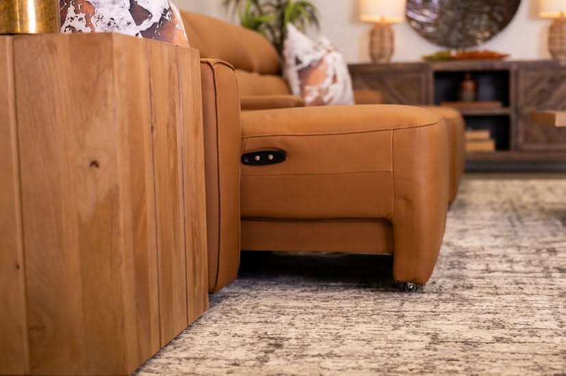 Iona Saddle Leather 3 PC Modular Slider Loveseat