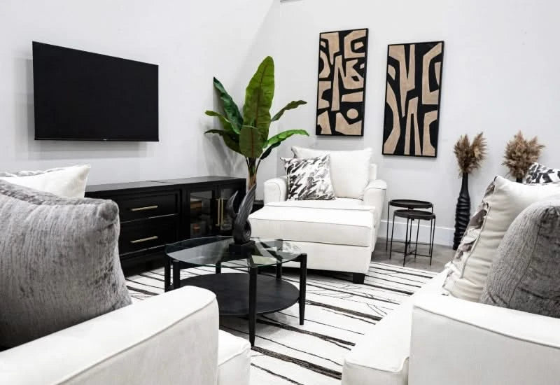 Dalton Ivory Modern Living Room Set Includes Sofa and Loveseat with Accent Pillows