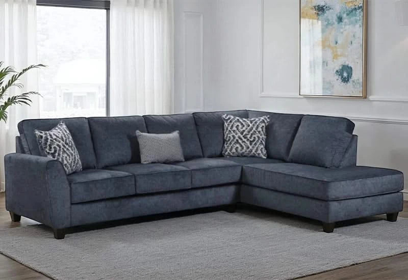 Dancaster Navy 2-Piece Sectional with Chaise and Accent Pillows