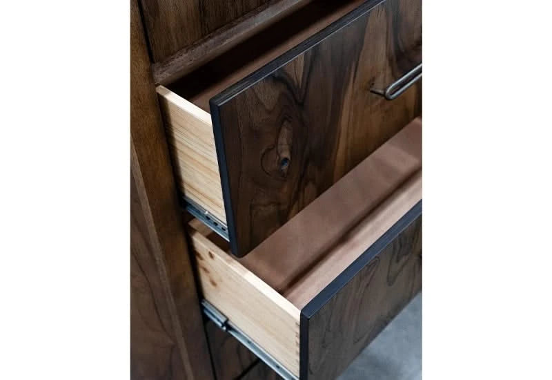 Deepika Brown Mango/Teak Wood Contemporary 5 PC Bedroom Set with Queen/King Bed (Headboard, Footboard and Rails), Dresser and Mirror