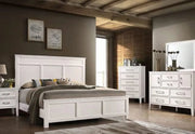 Delia White Modern 5 PC Bedroom Set Includes Bed (Headboard, Footboard, and Rails), Dresser and Mirror