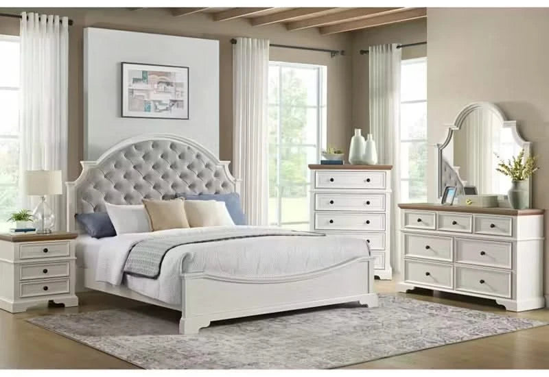 Eastwood White 7-Drawer Dresser with Antique Silver Hardware and Plank Detailing