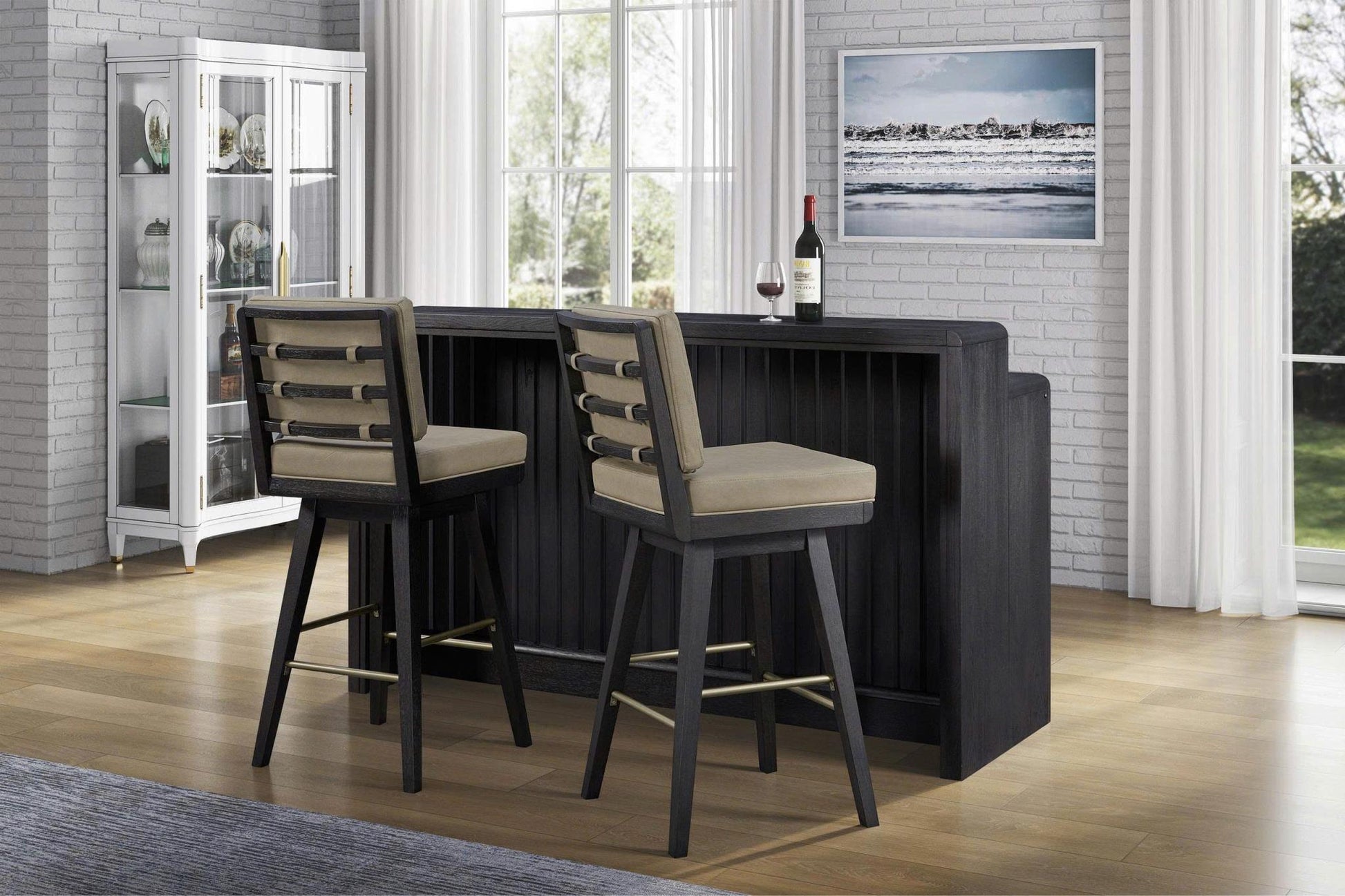 Elure Peppercorn Swivel Counter Stool - Avenger Pumice