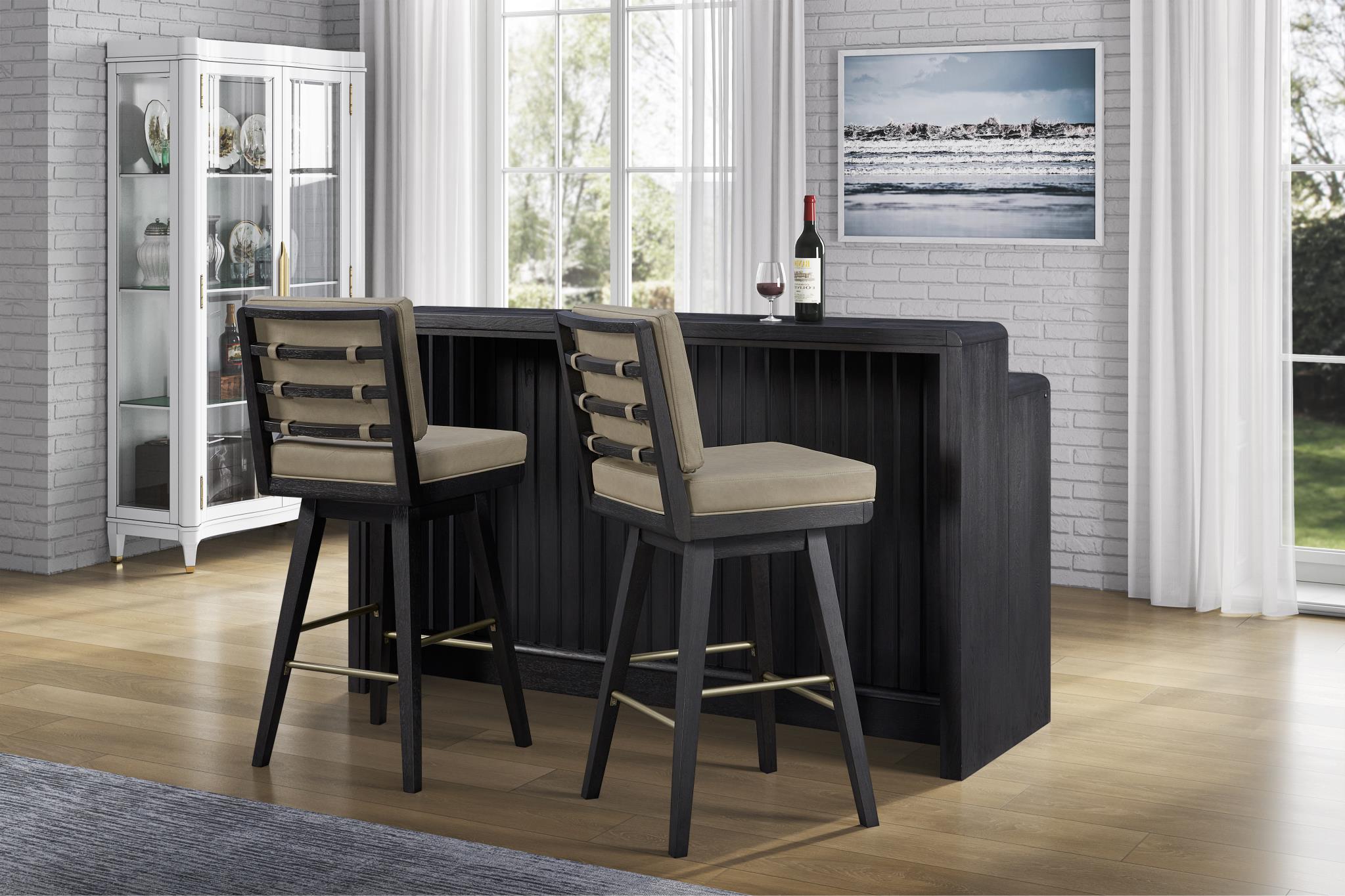 Elure Latte Swivel Bar Stool - Leather