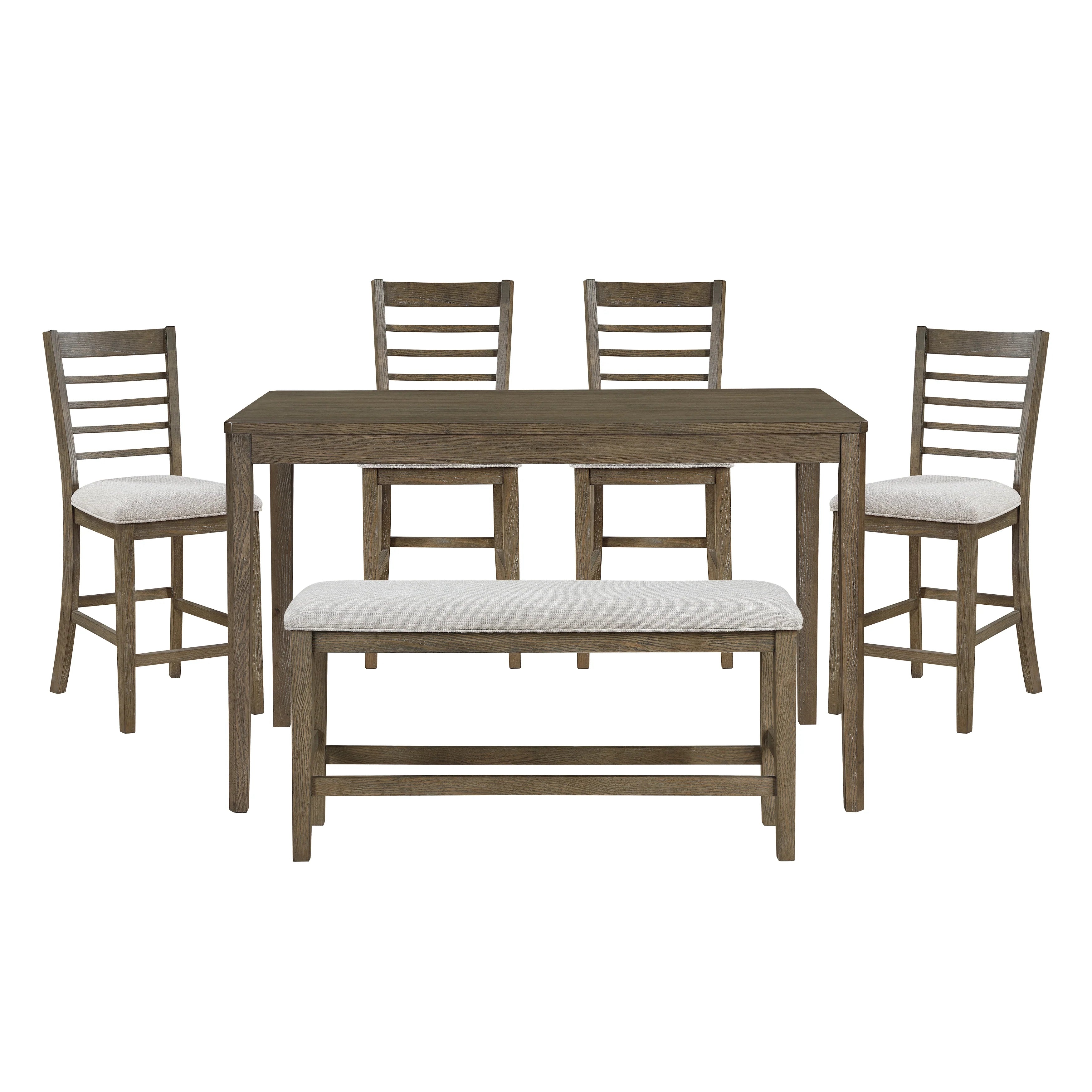Nora Light Brown Modern 6-Piece Rectangular Counter Height Dining Set
