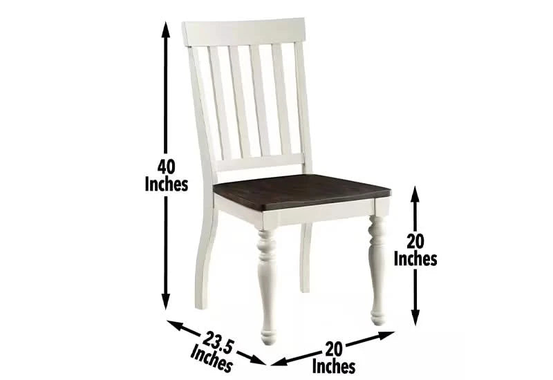 Farmhouse Ivory and Mocha Side Chair with Slat Back