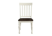 Farmhouse Ivory and Mocha Side Chair with Slat Back
