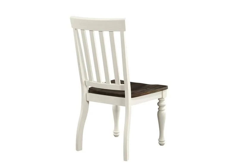 Farmhouse Ivory and Mocha Side Chair with Slat Back