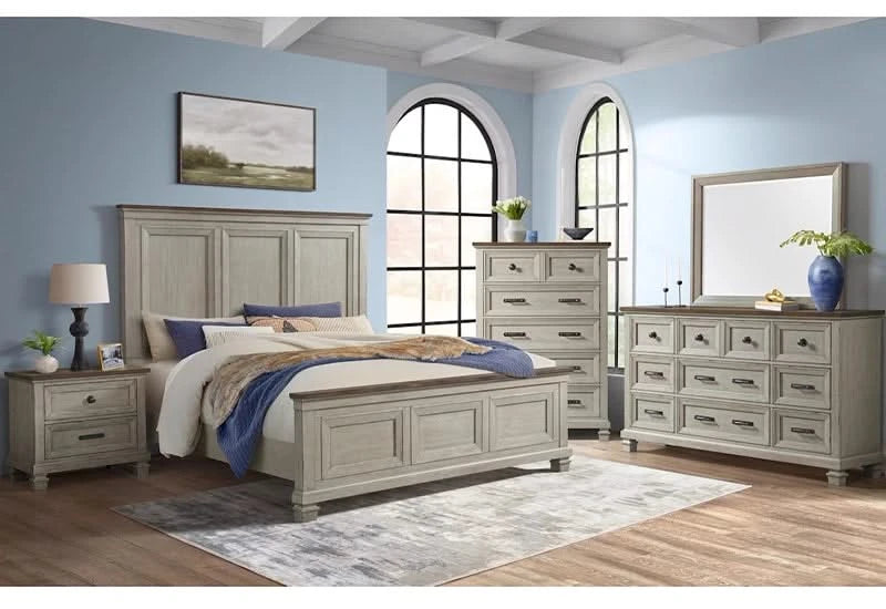 Farmington Two Tone Rustic Bed Includes Headboard, Footboard and Rails