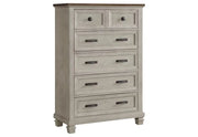 Farmington Two Tone Rustic 5 Drawer Chest