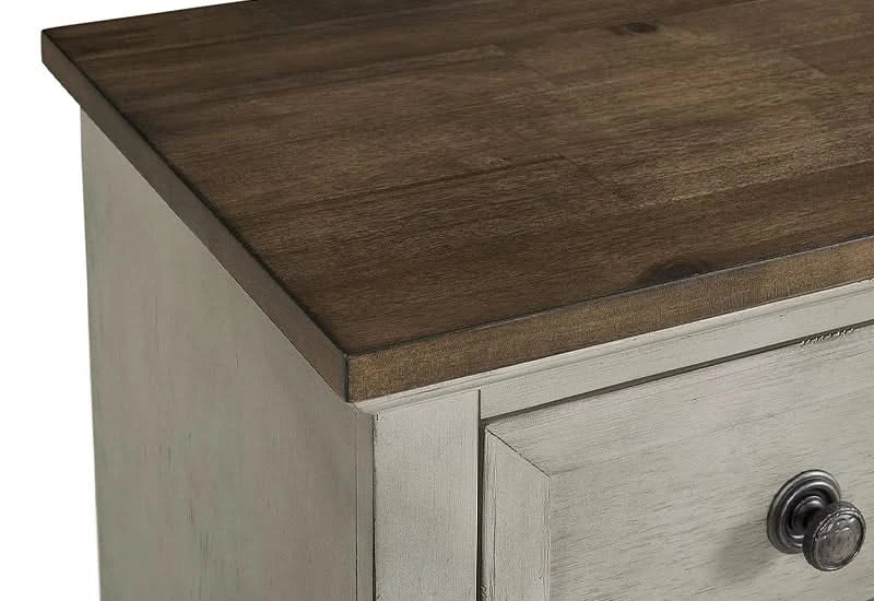 Farmington Two Tone Rustic 2 Drawer Nightstand with USB Charging