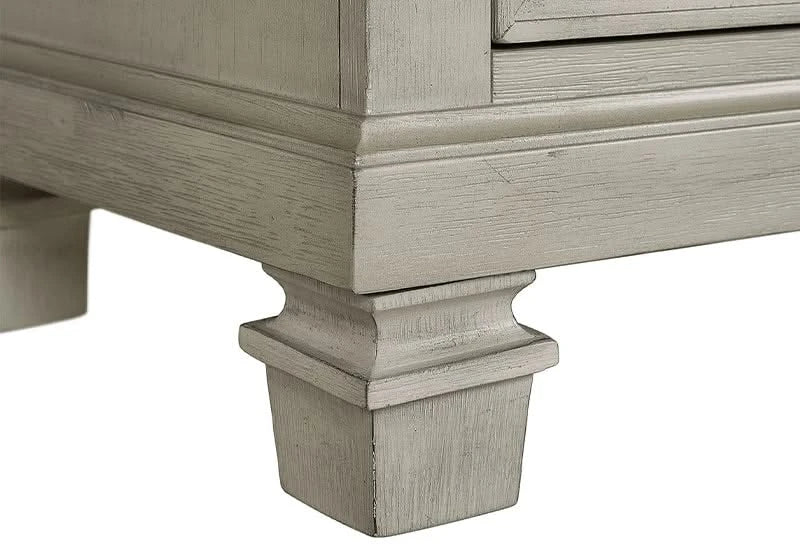 Farmington Two Tone Rustic Bedroom Set Includes Bed (Headboard, Footboard, and Rails), Dresser and Mirror