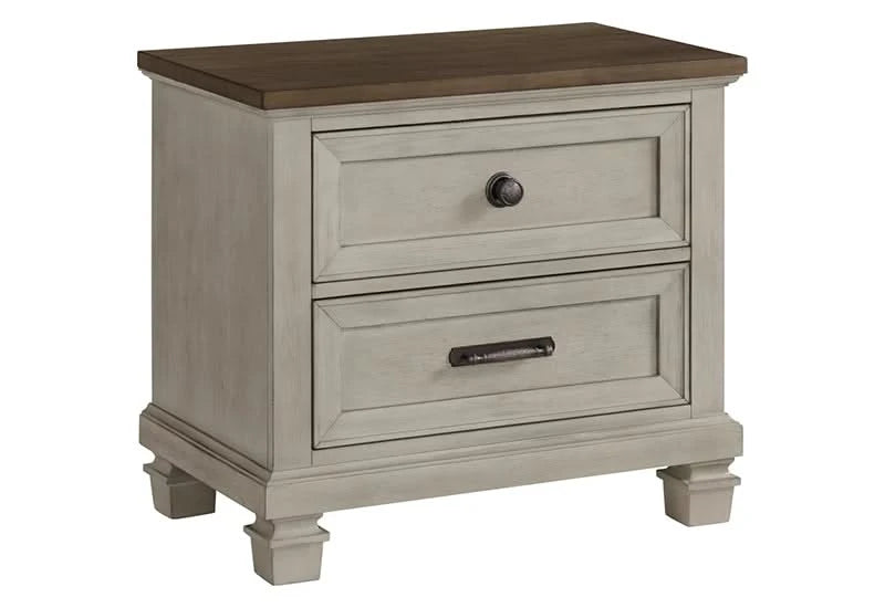 Farmington Two Tone Rustic 2 Drawer Nightstand with USB Charging