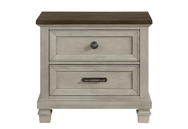 Farmington Two Tone Rustic 2 Drawer Nightstand with USB Charging