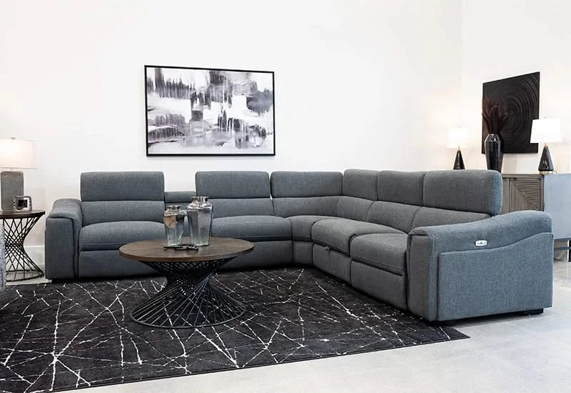 Fiora Gray Power Reclining 6 PC Modular Sectional with Storage Console