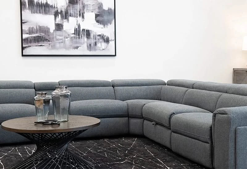 Fiora Gray Power Reclining 6 PC Modular Sectional with Storage Console