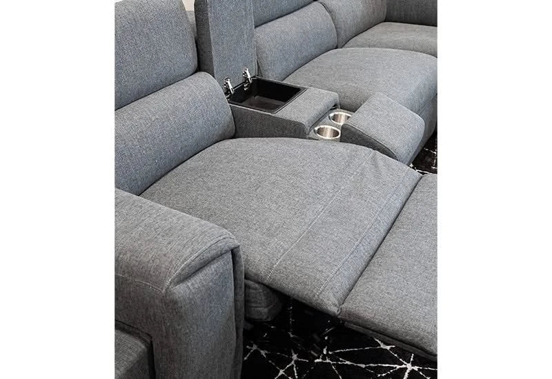 Fiora Gray Power Reclining 6 PC Modular Sectional with Storage Console