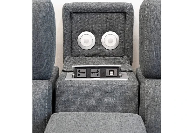 Fiora Gray Power Reclining 6 PC Modular Sectional with Storage Console