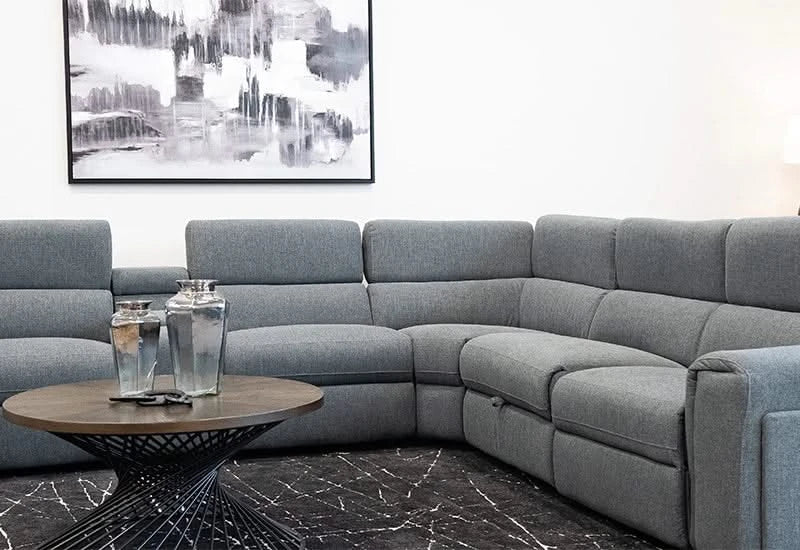Fiora Gray Power Reclining 6 PC Modular Sectional with Storage Console