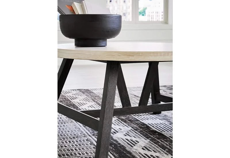 Fladona Black/White Contemporary 3 PC Round Coffee Table Set