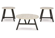 Fladona Black/White Contemporary 3 PC Round Coffee Table Set