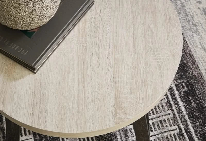 Fladona Black/White Contemporary 3 PC Round Coffee Table Set