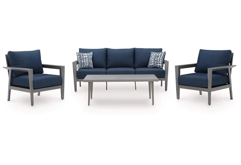 Gali Outdoor All Weather 4 PC Patio Furniture Set Includes Sofa, 2 Chairs and Coffee Table