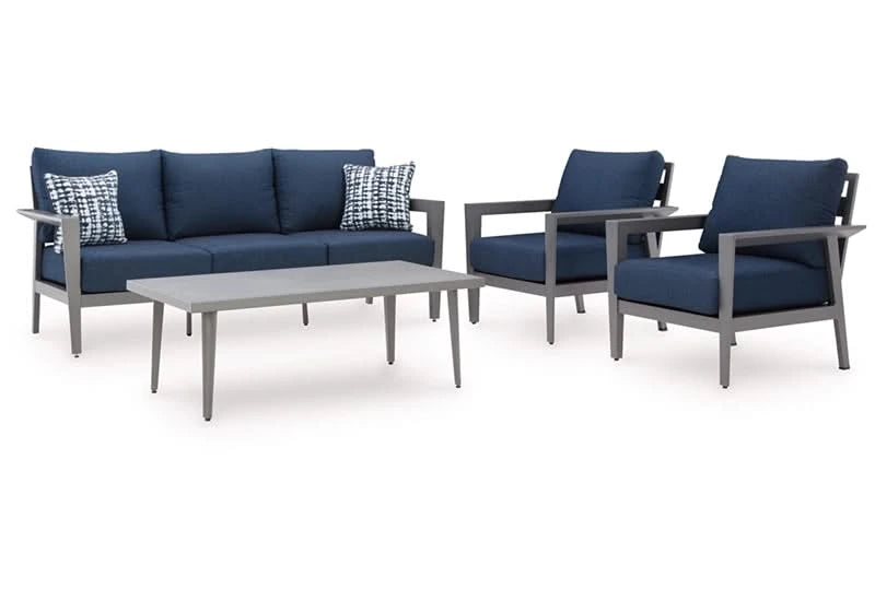 Gali Outdoor All Weather 4 PC Patio Furniture Set Includes Sofa, 2 Chairs and Coffee Table