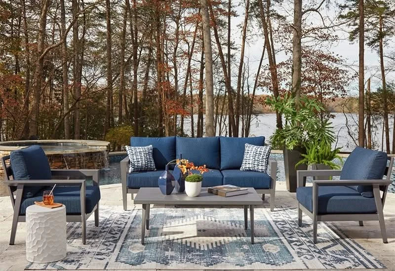 Gali Outdoor All Weather 4 PC Patio Furniture Set Includes Sofa, 2 Chairs and Coffee Table