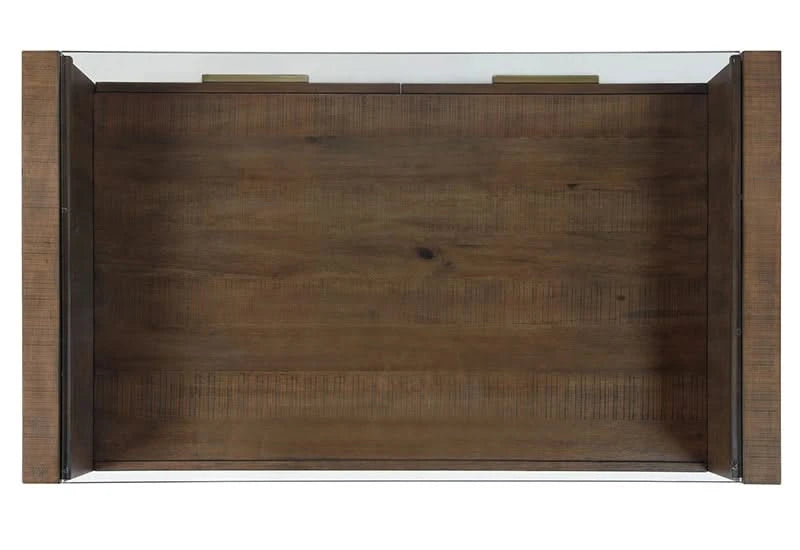 Garland Toffee Brown Modern Rustic Glass Top Coffee Table