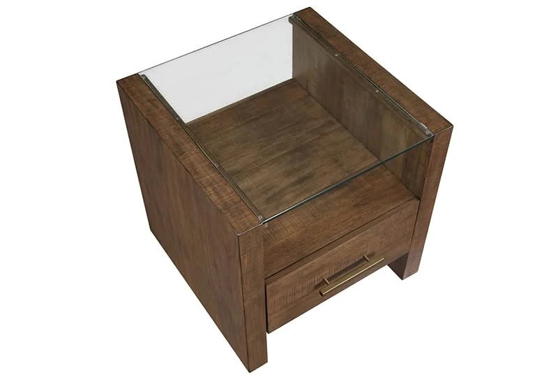 Garland Toffee Brown Modern Rustic Glass Top 3 PC Coffee Table Set
