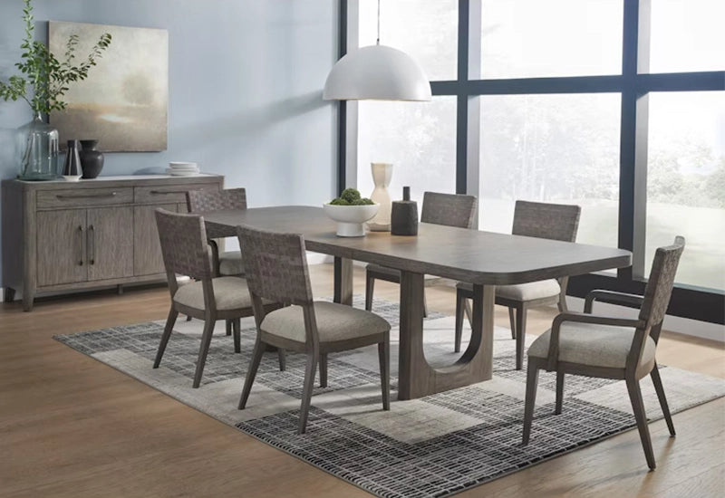 Griffith Gray Modern 7 PC Pedestal Dining Room Set with 2 Arm Chairs and 4 Side Chairs