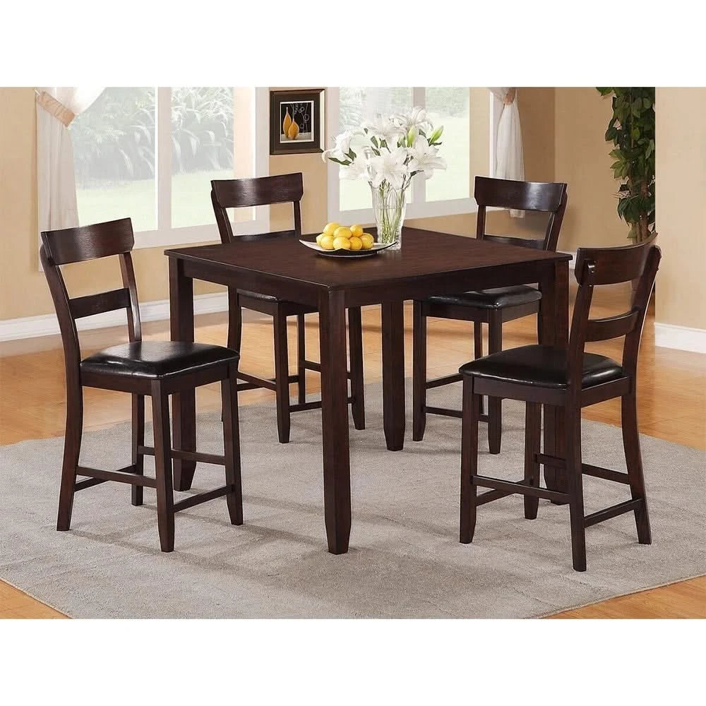 Kingsley Espresso 5-Piece Counter Height Dining Set