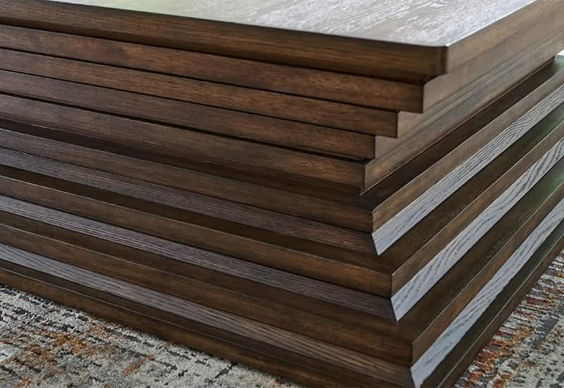 Hannodream Brown Contemporary Square Coffee Table