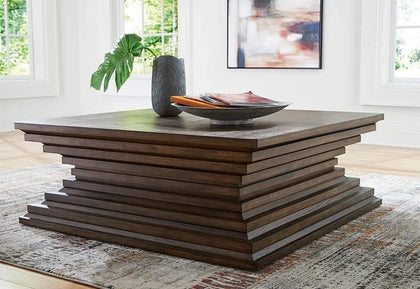 Hannodream Brown Contemporary Square Coffee Table