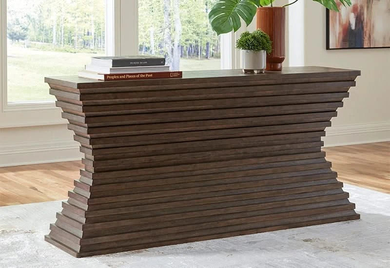 Hannodream Brown Contemporary Console Sofa Table
