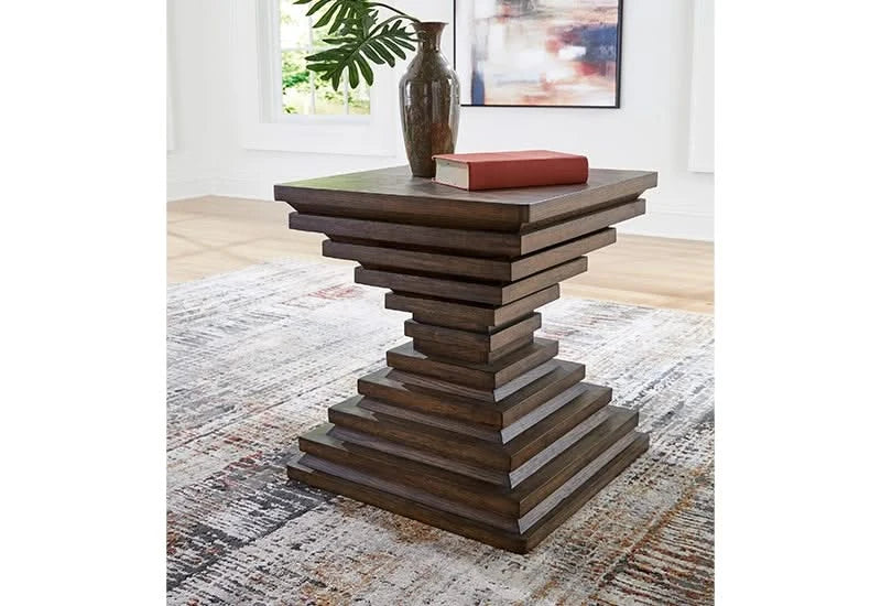 Hannodream Brown Contemporary Square End Table