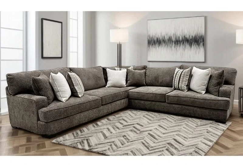 Hansen Oslo Granite Gray 3pc Sectional with pillows