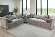 Harper Tufted Sofa & Loveseat Set in Luxe Textured Gray Fabric