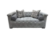 Harper Tufted Loveseat in Textured Gray with Designer Accent Pillows