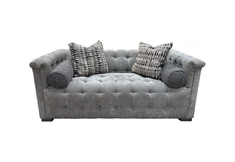 Harper Tufted Sofa & Loveseat Set in Luxe Textured Gray Fabric