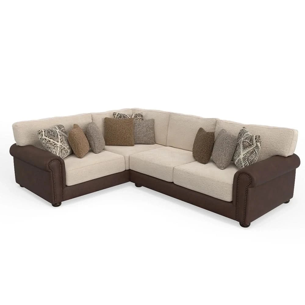 Haven Surround Brown Fabric 2-Piece Sectional with Immersive Audio