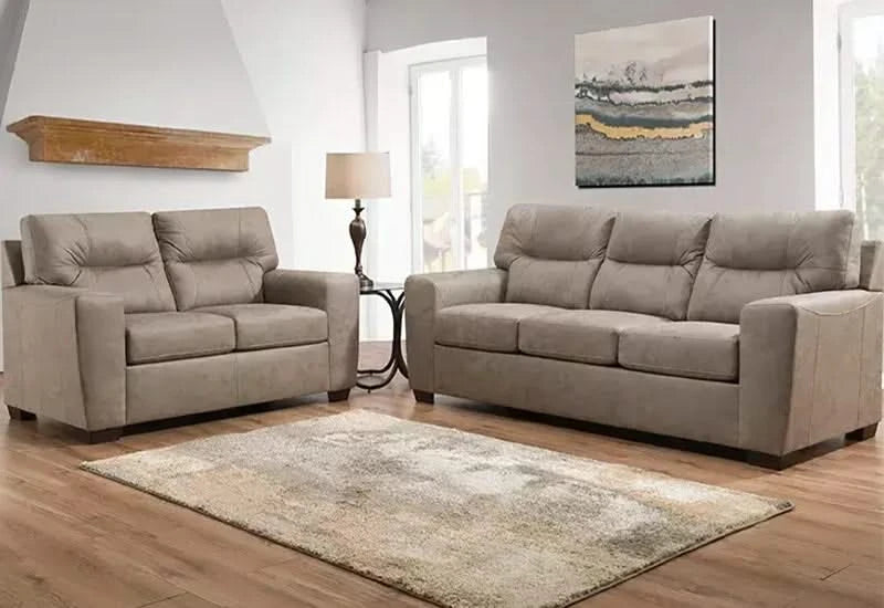 Hilltop Pebble Contemporary Sofa with Tufted Back and Wide Track Arms