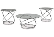 Hollynyx Chrome Contemporary 3 PC Round Coffee Table Set