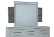 Infinity White Contemporary Mirror with LED Lighting and Hidden Jewelry Compartment