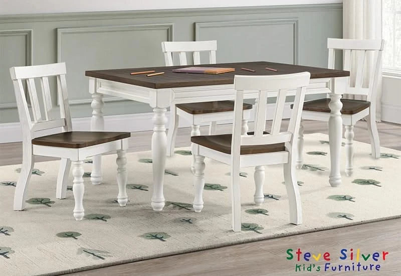 Joanna Kids Rustic Farmhouse 5-Piece Rectangular Dining Table Set
