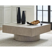 Jorielyn Light Grayish Brown Contemporary Square Cocktail Table with Casters